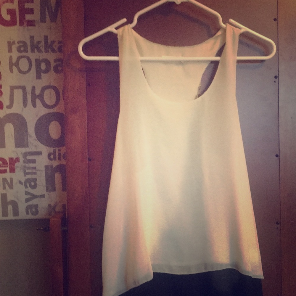 Lovely sheer off white dressy  tank .